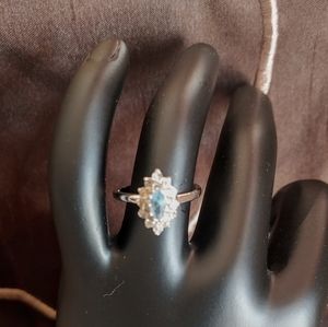 Vintage Avon White and Blue CZ Cluster Ring